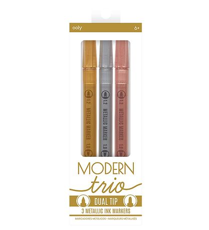 Ooly Dubbelzijdig Markers - 3 stk - Modern Trio Dual Tip Metalli