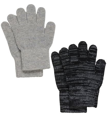 CeLaVi Handschuhe - Wolle/Polyester - 2er-Pack - Grau/Schwarz m.