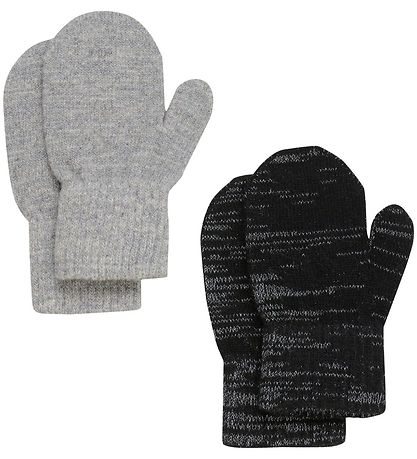 CeLaVi Handschuhe - Wolle/Polyester - 2er-Pack - Grau/Schwarz m.