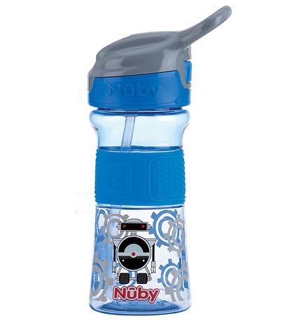 Nuby Trinkflasche m. Strohhalme - 360ml - Blau