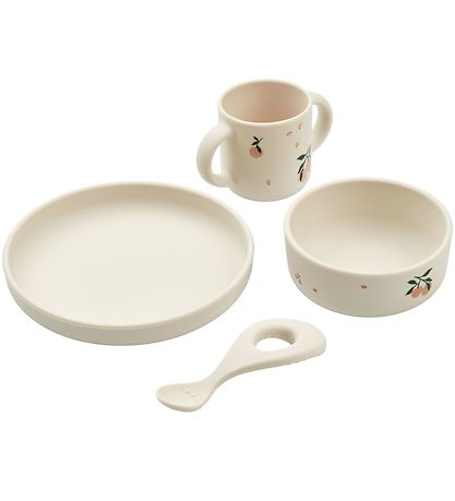 Liewood Dinner Set - Silicone - 4 Parts - Vivi - Peach/Sea