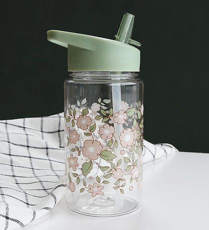 A Little Lovely Company Water Bottle with. Straws - 450 mL - Blo