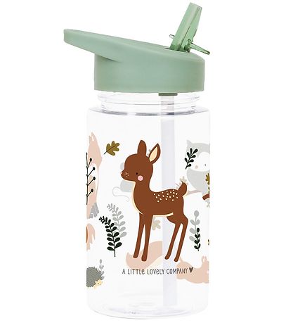 A Little Lovely Company Water Bottle with. Straws - 450 mL - Lin