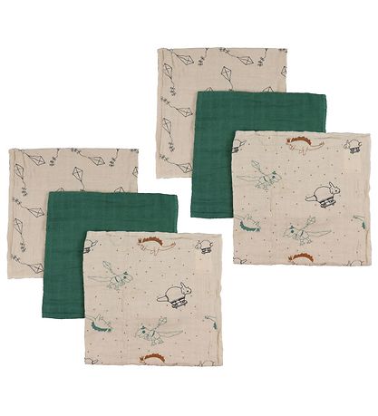 Pippi Baby Muslin Cloths - 6-Pack - 65x65 cm - Deep Lichen Green