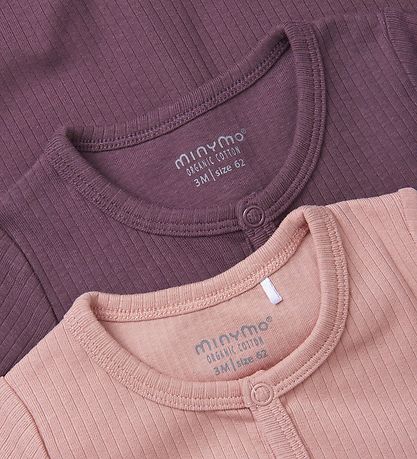 Minymo Strampler l/ä - 2er-Pack - Misty Rose