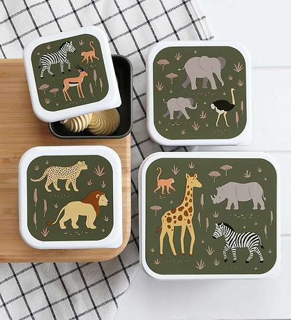 A Little Lovely Company Lunchbox Set - 4 pcs - Savanna