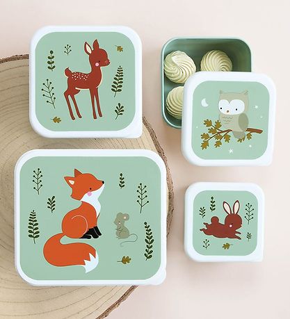 A Little Lovely Company Lunchbox Set - 4 pcs - Liningest Friends