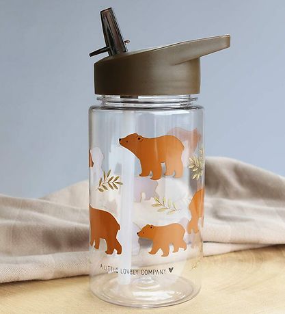 A Little Lovely Company Water Bottle with. Straws - 450 mL - Bea