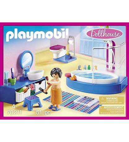 Playmobil Dollhouse - Bathroom With Tub - 70211 - 51 Parts