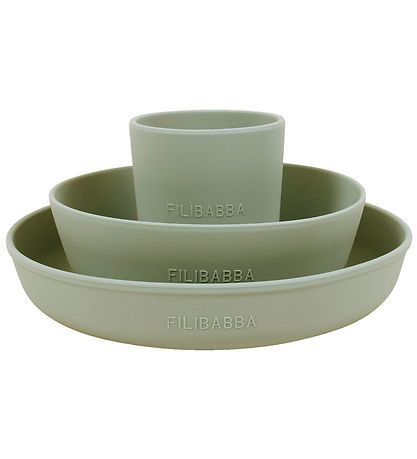 Filibabba Set de Vaisselle - Silicone - 3 Parties - Green
