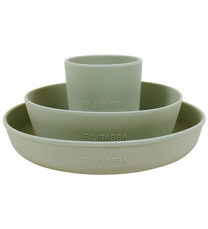 Filibabba Geschirr-Set - Silikon - 3 Teile - Green