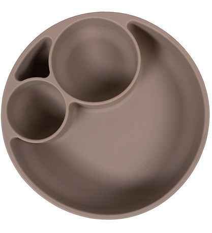 Filibabba Plate - Silicone - Partitioned - Warm Grey
