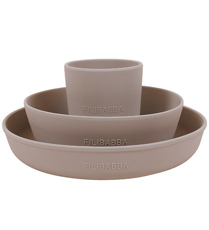 Filibabba Bestek-Set - Silicone - 3 Onderdelen - Warm Grey
