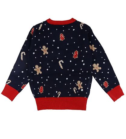 Jule-Sweaters Tröja - Söt Cookie Man - Stickad - Blå