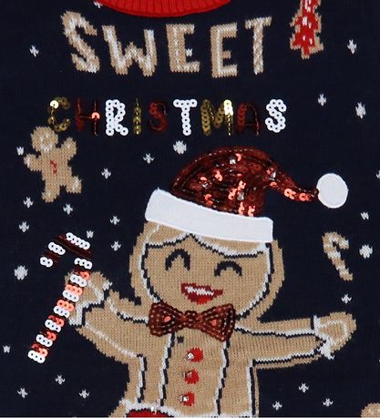 Jule-Sweaters Tröja - Söt Cookie Man - Stickad - Blå