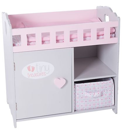 Tiny Treasures Doll Accessories Changing Table Grey Pink KW HU