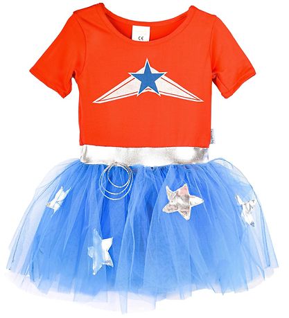 Den Goda Fen Costume - Superhero Dress w. Cloak - Red/Black
