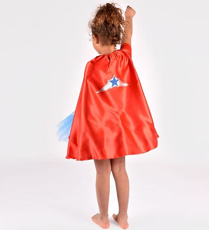 Den Goda Fen Costume - Superhero Dress w. Cloak - Red/Black