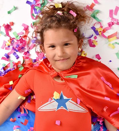 Den Goda Fen Costume - Superhero Dress w. Cloak - Red/Black
