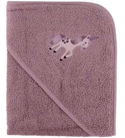 Nørgaard Madsens Baby towel - 100x100 cm - Plum w. Unicorn