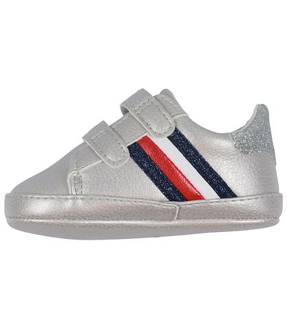 Tommy Hilfiger Krabbesko - Striper Velcro - Sølv