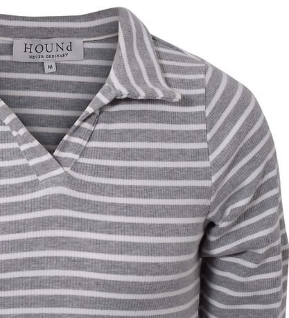 Hound Bluse - Rib Striped - Grau/Weiß
