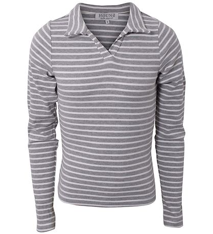 Hound Bluse - Rib Striped - Grau/Weiß