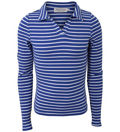 Hound Blússa - Rib Striped - Blár/Hvítur