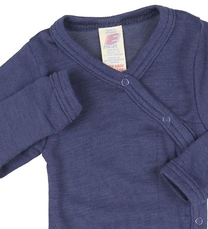 Engel Wrap Bodysuit l/s - Wool/Silk - Navy Blue