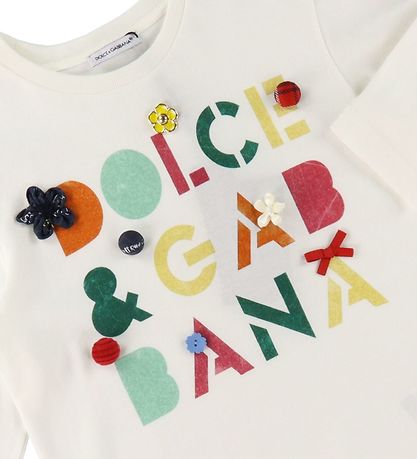 Dolce & Gabbana Blouse - White w. Text/Buttons