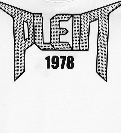 Philipp Plein Stuttermabolur - 1978 - Hvítur M. Rhinestone