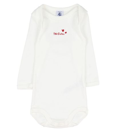Petit Bateau Body L/æ - 3er-Pack - Weiß m. Herzen