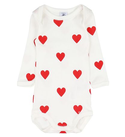 Petit Bateau Body L/æ - 3er-Pack - Weiß m. Herzen