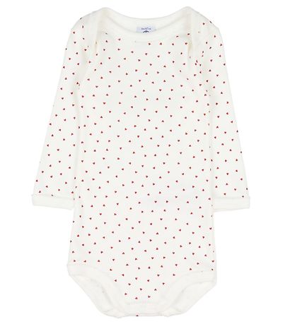 Petit Bateau Body L/æ - 3er-Pack - Weiß m. Herzen