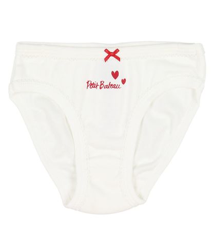 Petit Bateau Trosor - 3-pack - Vit m. Hjärtan