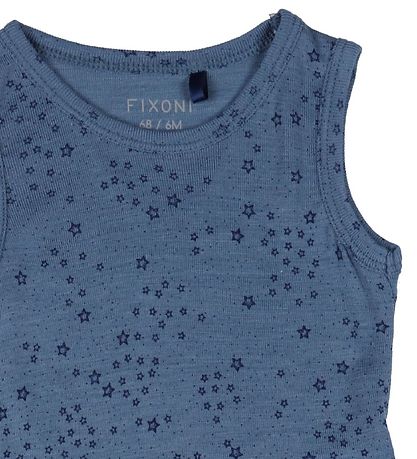 Fixoni Bodysuit Sleeveless - Wool/Silk - China Blue w. Stars