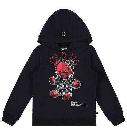 Philipp Plein Hoodie - Teddy Bear - Black/Red w. Silimisten