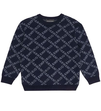Emporio Armani Blússa - Akrýl/Ull - Dökkblátt M. Ljósblár