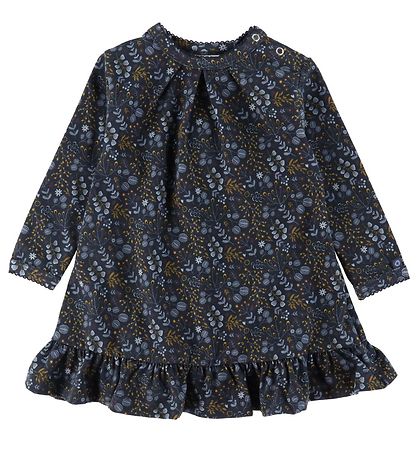 Smallstuff Klänning - Flower - Dark Blue