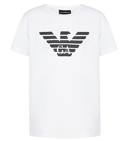 Emporio Armani Stuttermabolur - Hvítur M. Dökkblátt