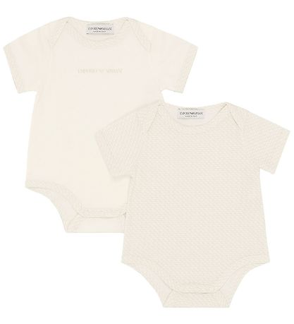 Emporio Armani Bodies k/ä - 2er-Pack - Weiß/Beige m. Logo