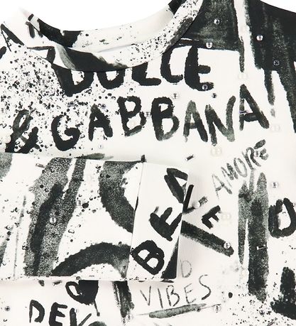 Dolce & Gabbana Peysa - DG Next - Hvítur/Svart M. Perlur