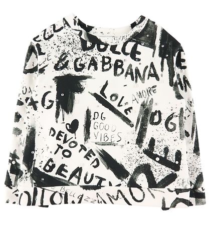 Dolce & Gabbana Peysa - DG Next - Hvítur/Svart M. Perlur
