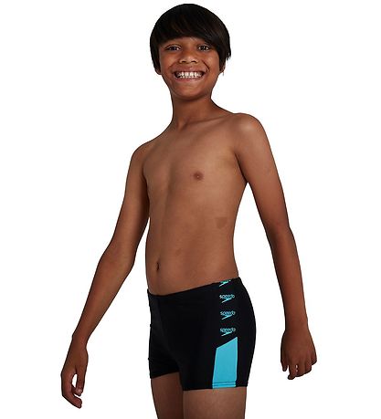 Speedo Swim Trousers - Boom Logo Splice Swim Trunks - Black/Turq