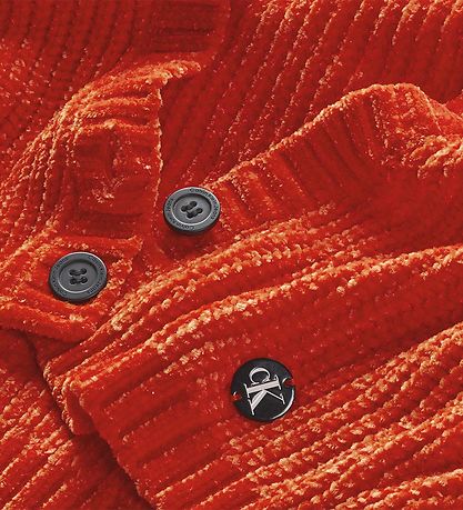 Calvin Klein Cardigan - Velours - Chenille - Cropped - Coral Ora