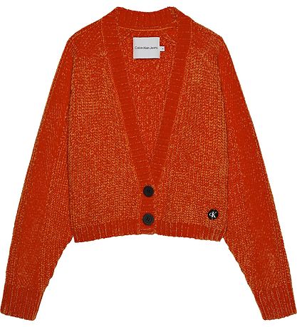 Calvin Klein Cardigan Velvet Chenille Cropped Coral Oran KW IT