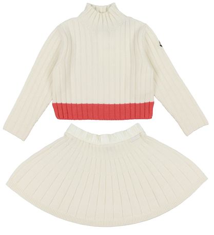 Moncler Set Blouse Skirt Wool Natural KW IE