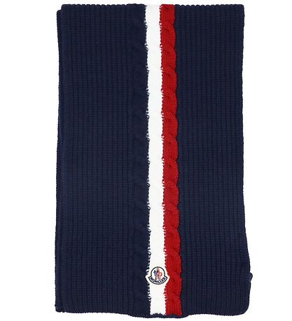 Moncler Schal - Wolle - Navy m. Rot/Weiß