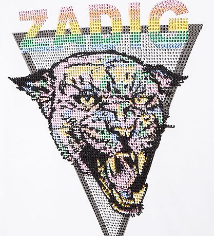 Zadig & Voltaire Bluse - Wild Ton - Weiß m. Print/Strassstein