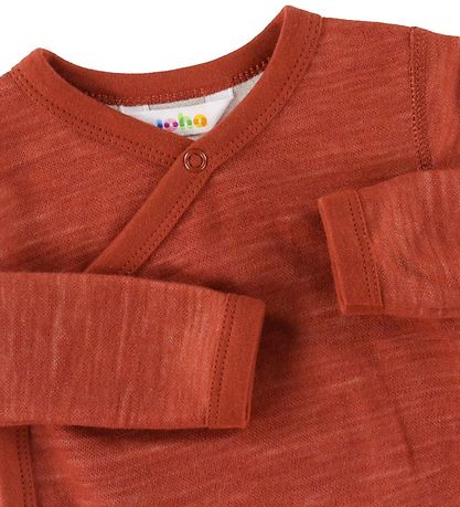 Joha Wrap Bodysuit l/s - Wool/Bamboo - Red